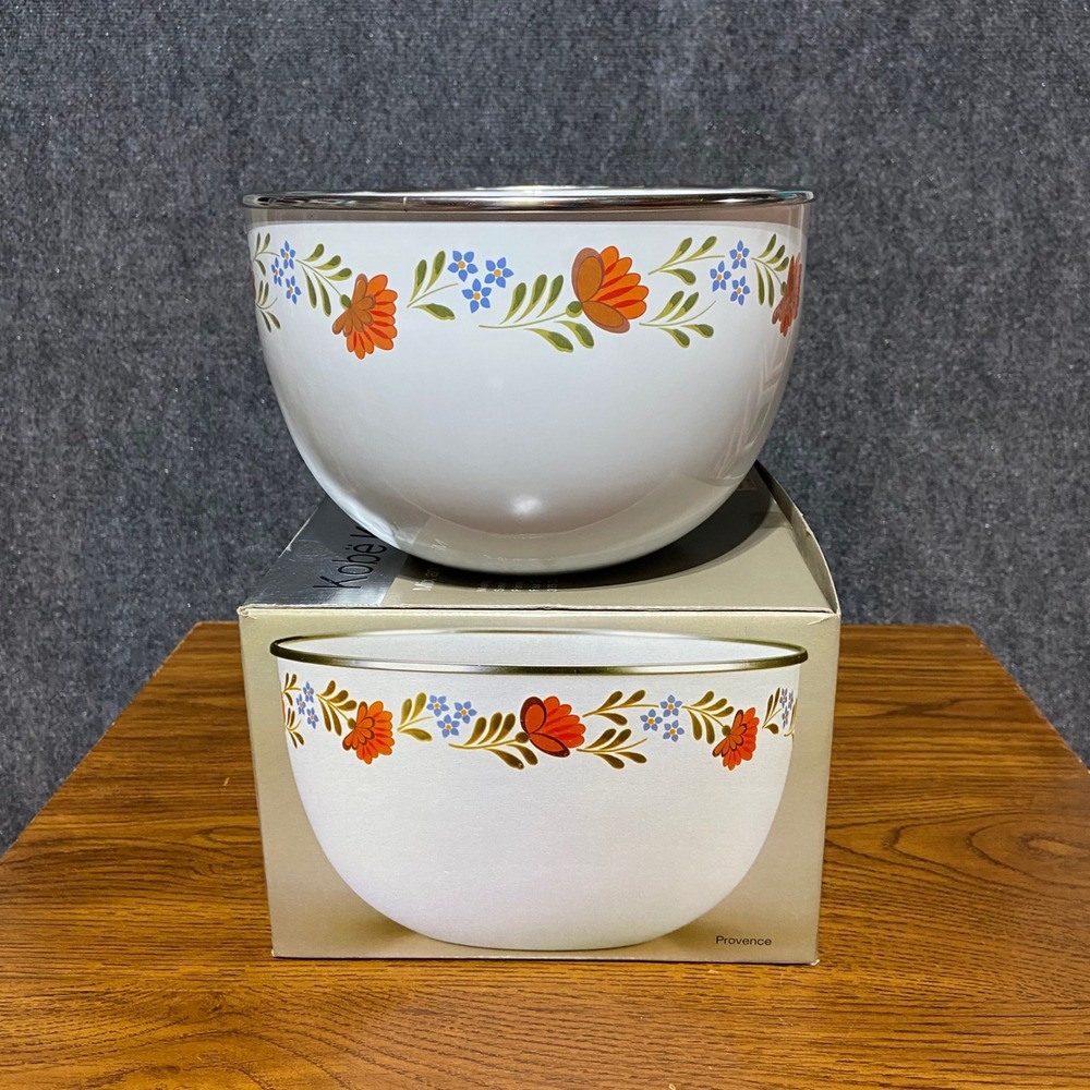 Kobe Kitchen Provence Floral Porcelain on Steel 3.75Qt Mixing Serving Bowl Japan